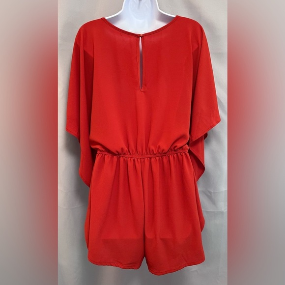 Women's Short‎ Sleeve Romper - Brick Red Sz Medium butterfly style - Picture 2 of 9